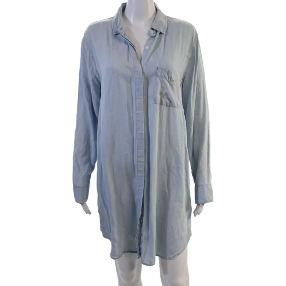 Rails Womens Light Blue Shirt Dress Collared Button Long Sleeve Tencel Size M